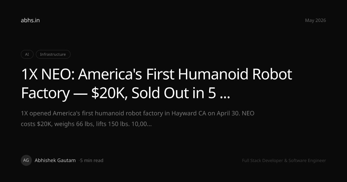1X NEO: America's First Humanoid Robot Factory — $20K, Sold Out in 5 ...