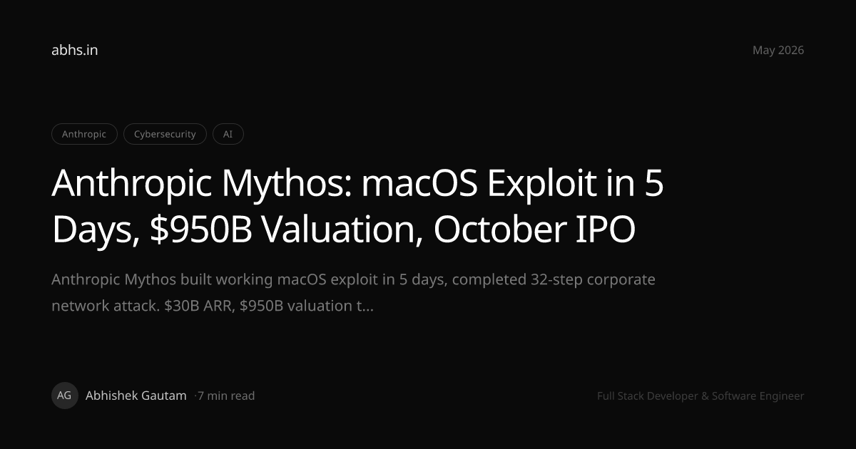 Anthropic Mythos: macOS Exploit in 5 Days, $950B Valuation, October IPO ...
